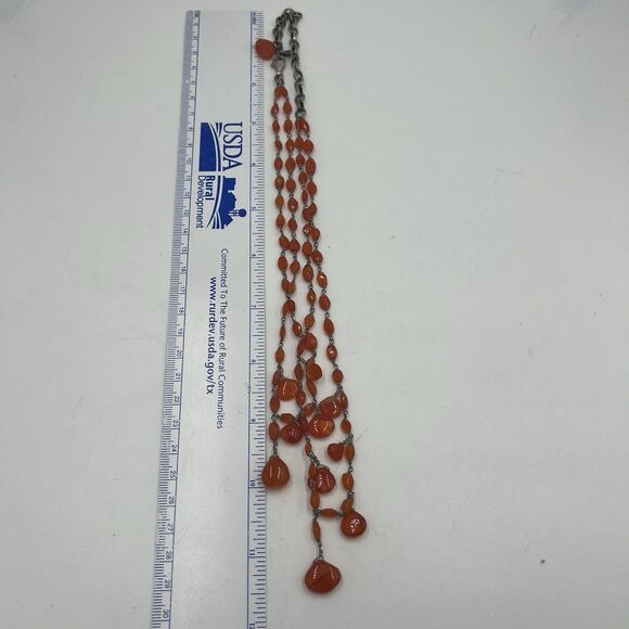 Vintage Genuine Carnelian Necklace Tested Sterling Silver Marked CV 925 Luxury - Picture 8 of 9